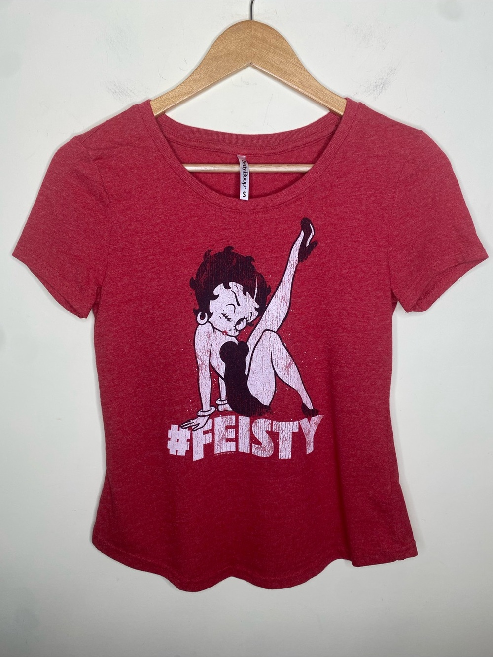 Red Betty Boop Brand Size Small Tee with White and Black Feisty Graphic